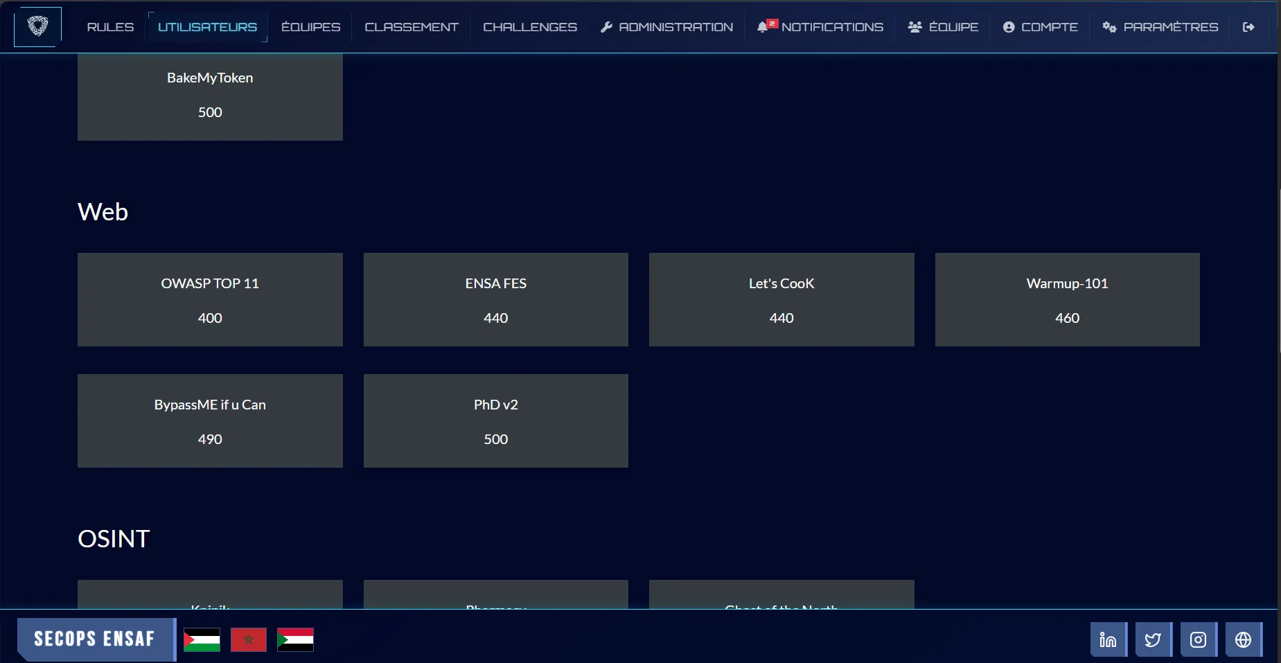 Platform UI / CTFD Screenshot